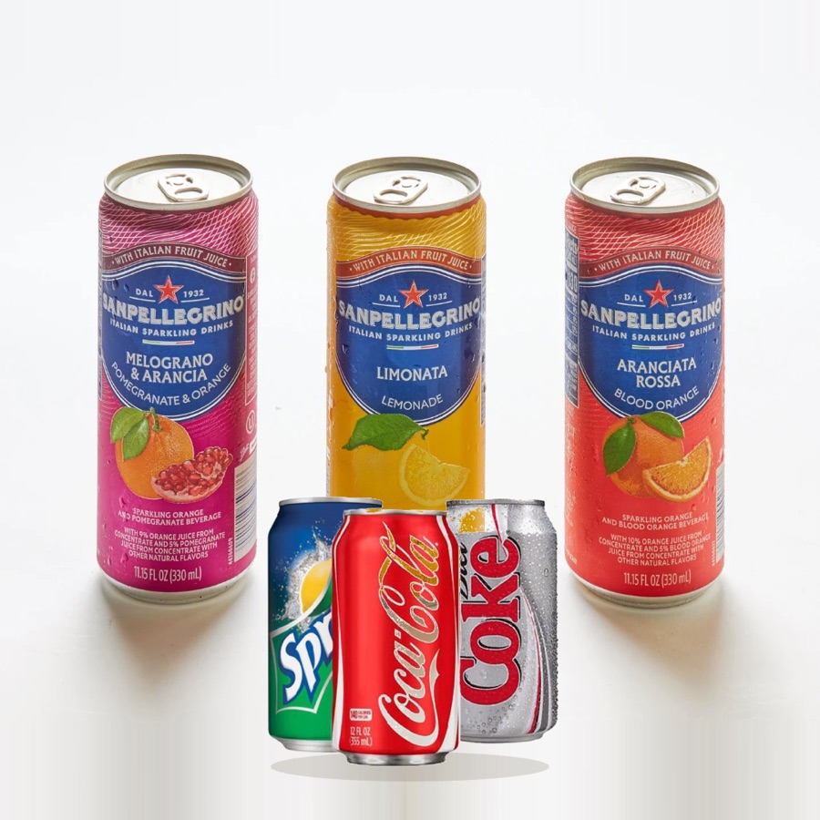 San Pellegrino and Coca-Cola drinks